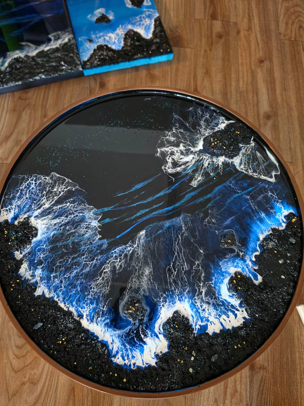 海浪藍眼淚藝術小茶几作品照